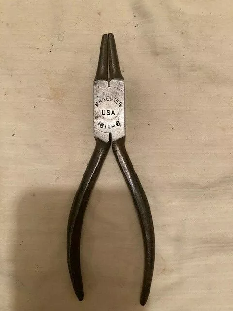 Vintage Kraeuter USA  #1611-6 Round Nose Pliers 6" Long - NICE - FREE SHIP