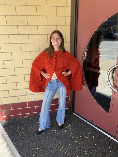 Vintage 70’s Boho Rust Colored Poncho