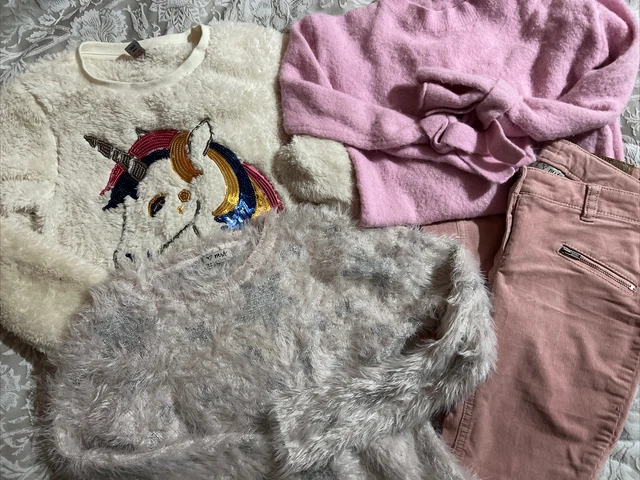 Pacchetto abbigliamento ragazze età 9-10 anni maglione saltatori pantaloni e abito 9 10 2