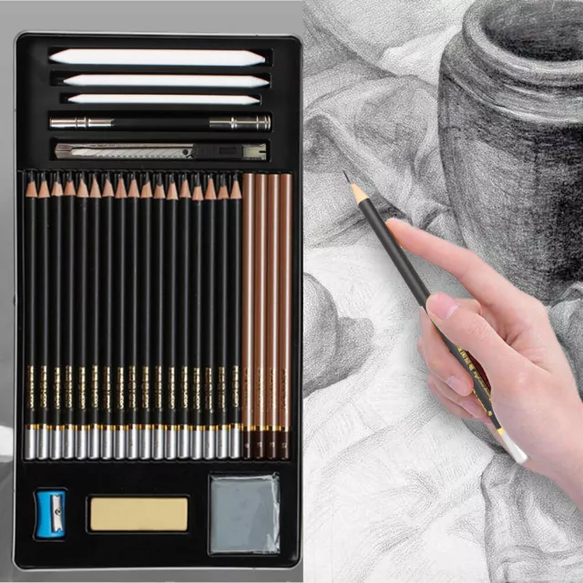 29PCS Professional Drawing Artist Kit Set Pencils And Sketch Charcoal Art  Tools