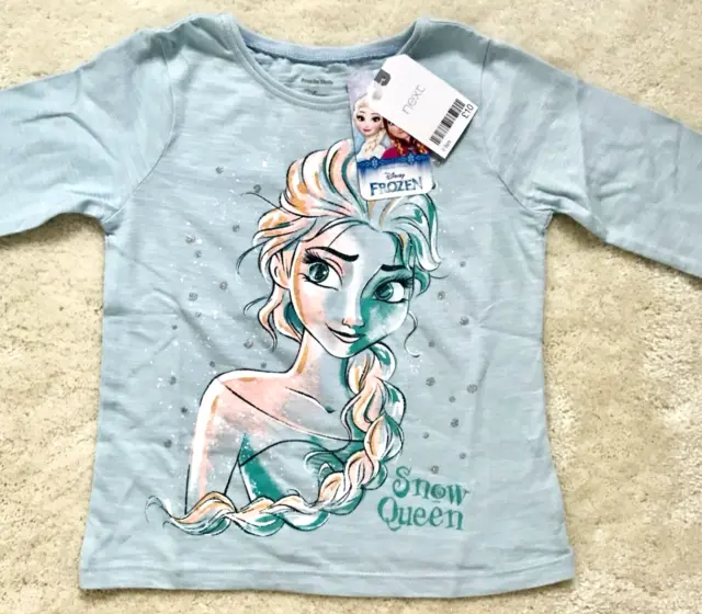 Next Girls Frozen Elsa Long Sleeved T-Shirt Age 2-3 Yrs (Up to 98cm)