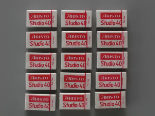 15x ARISTO Studio 40 Radierer Radiergummi - OVP Folie - PVC frei - 31x17x12mm