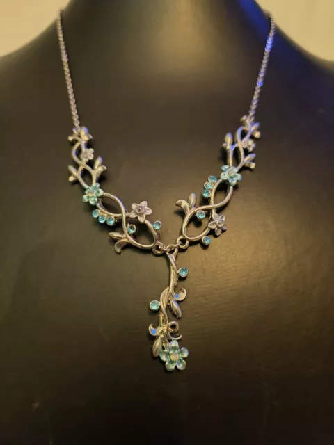 Turquoise Floral Necklace Woodland Princess (#1)