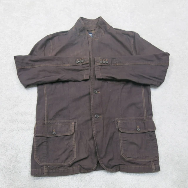 Gap Mens Military Jacket Front Button Long Sleeves Pockets Maroon Size Large