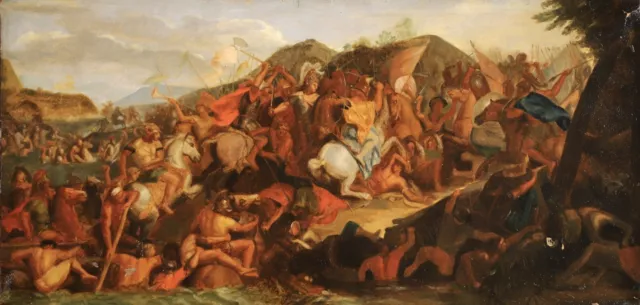 1830’s LARGE FRENCH OIL ON CANVAS - STUDY FOR A BATTLE SCENE - HORACE VERNET