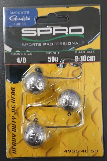 Spro Gamakatsu HD Jighead Jig 90 4/0 50g 3 Stück Gamakatsu Rundkopf