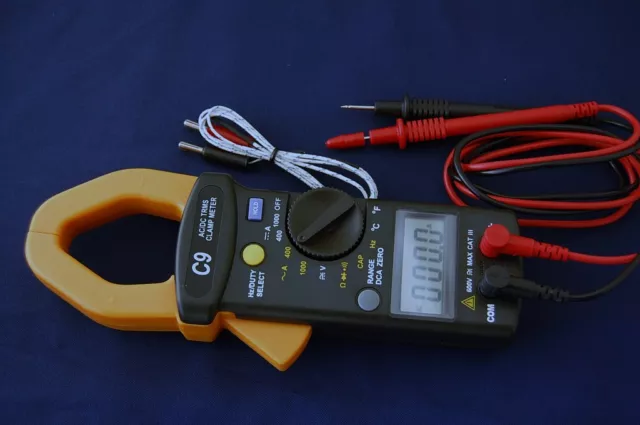 TRMS AC DC Clamp Meter Ammeter Digital Multimeter+Capacitor Tester HVAC Tool New