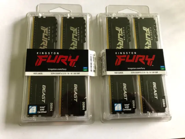 Kingston Fury (2x8GB) RAM Sticks DDR4 3200MT/s CL16 X 2 Boxes (4 sticks total)