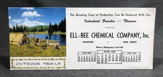 ELL-BEE Chemical Company Hanover NJ June 1953 Antique Vintage Ink Blotter