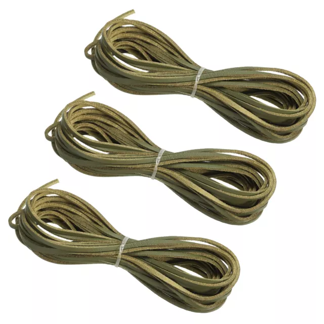 3pcs 3mm x 5 Yards Leather Cord for Necklace Bracelet, Army Green