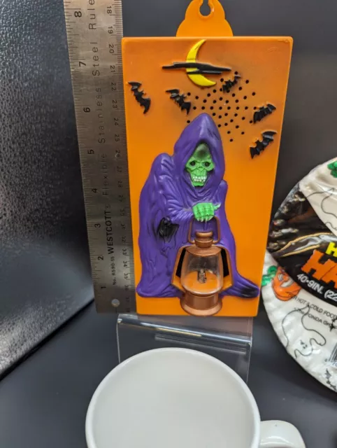 Vtg Halloween Decoration LOT Party Favors Ghost Plates Ribbon Reaper Door Bell 2