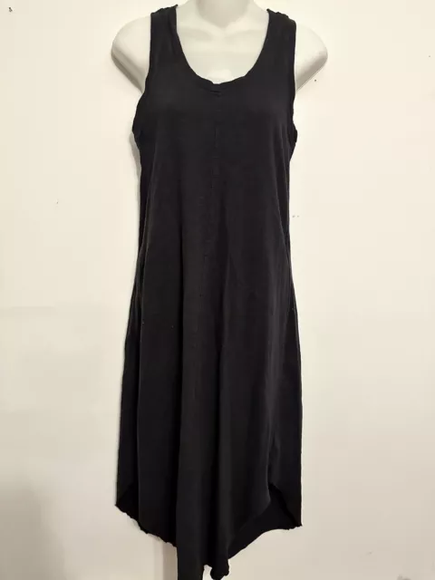 GAP Black Basic Sleeveless Solid V Neck Midi Versatile Racerback T shirt Dress