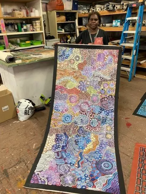 Janet Golder Kngwarreye , Aboriginal Art   198cm x 89cm    COA Supplied