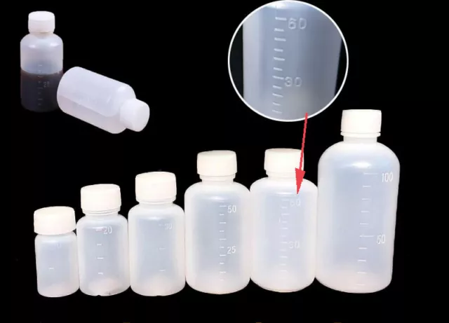 Empty Plastic Capsule Pill Liquid Medicine Container Bottles Scale Line 10-250ml
