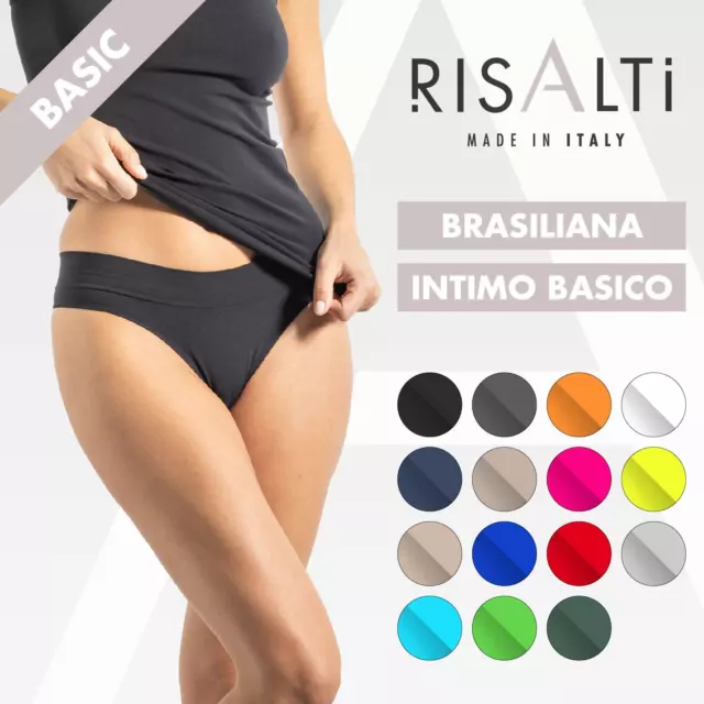 Slip Donna Brasiliana Microfibra, Brasiliana Donna Senza Cuciture, tanga Risalti