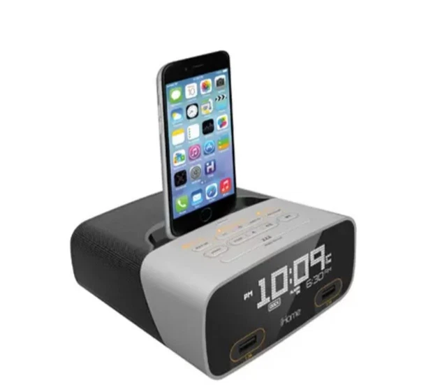 IHOME LIGHTNING DOCKING FM Clock Radio With Dual USB Charging HPL12 35