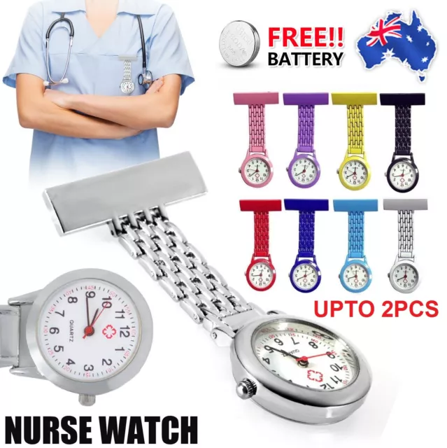 Metal Nurse Chain Brooch Fob Watch Nursing Nurses Pendant Clip-On Pocket Use AU