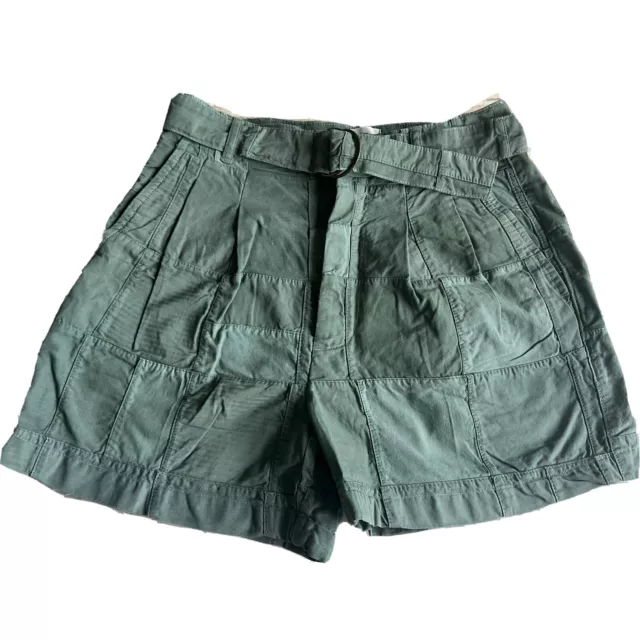 JCrew Womens Sz 0 Green Patchwork Shorts Limited Edition D-ring NWOT AY956