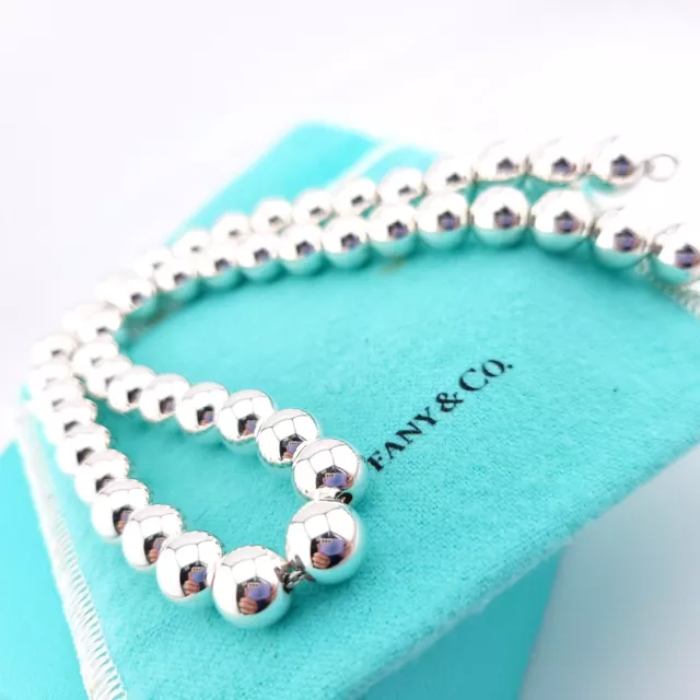 Tiffany & Co Sterling Silver 10mm Ball Bead Beaded Hardwear 18.25' Necklace Mint