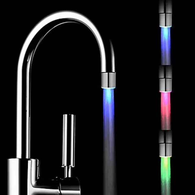 LED Temperature or 7 Colour Changing Sensor Tap Light Water Faucet Lamp 3 Color