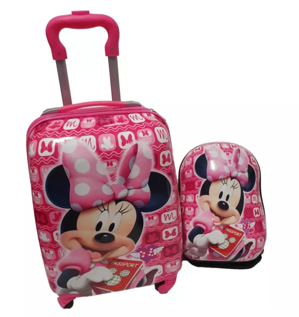 Children Kids Holiday Travel Hard Shell Suitcase Luggage Trolley Minnie Mouse UK