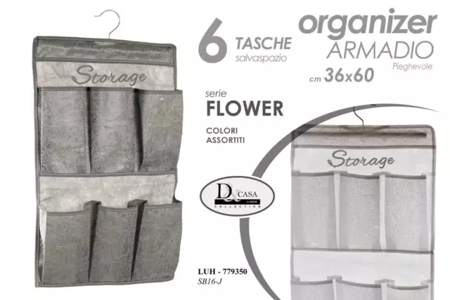 Organizer ARMADIO 6 Tasche APPENDINO GRUCCIA Porta Oggetti Bagno Camera 36*60 cm