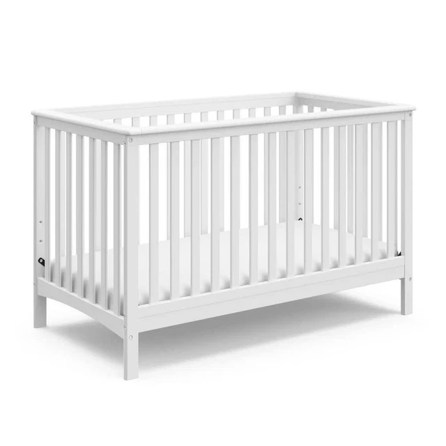 Storkcraft 34.2"x54.2" 4-in-1 Foam Convertible Metal Wood Toddler Bed White