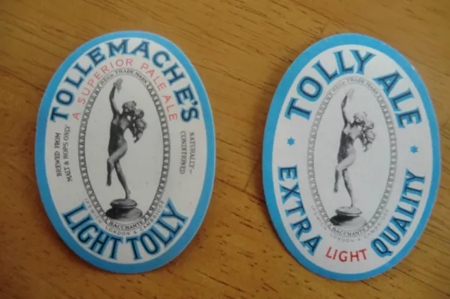 Mint Pair Of Tollemache's Light Ale Brewery Paper Bottle Labels