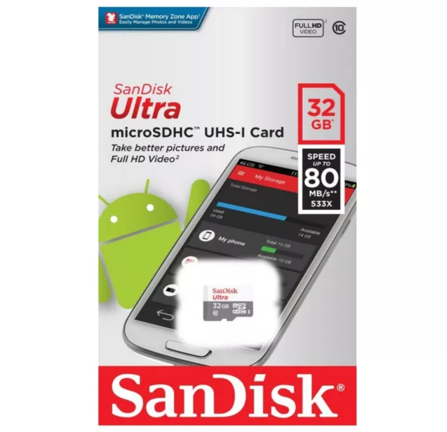 Carte Mémoire SD ou Micro SD SANDISK ULTRA 32 Gb Go - Existe en 4 8 16 64 Giga