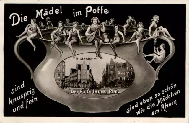 Ak Gruss Aus Hildesheim " Die Mädel Im Potte Der " Pott" Sdamer Platz 1932