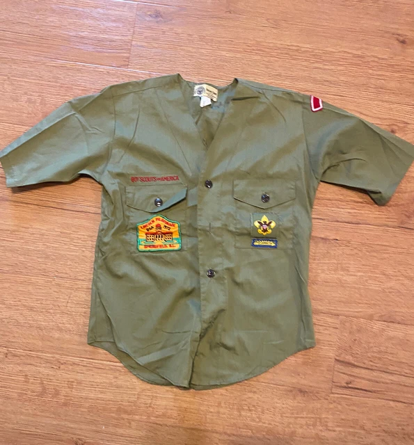 BOY SCOUTS Of America Vintage Uniform Shirt Boys size 12 Troop 88 Watseka, IL