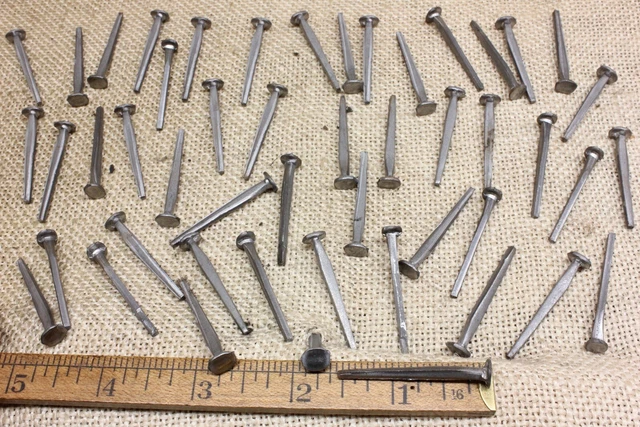 1 1/2” Square Nails 50 Lot Antique Wrought Iron Look Round Flat Head Brads 1.5"