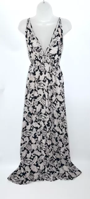 Ark & Co Black and Cream Paisley Print Maxi Dress NWT Women's Size S