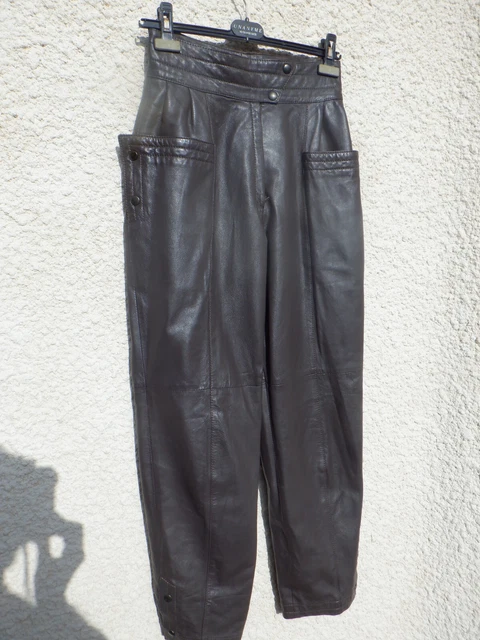 Pantalon En Cuir Vachette Noir LAST REBELS - Taille Haute Taille 38 FR, Occasion TB État