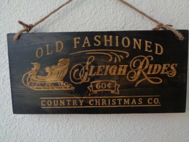 Old Fashion Sleigh Rides ,Chirstmas farm cabin Rustic Primitive wood Sign USA