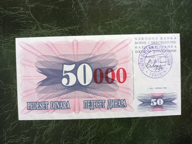 BOSNIA AND HERZEGOVINA   50000 Dinara  Banknote 1993, Travnik - War money