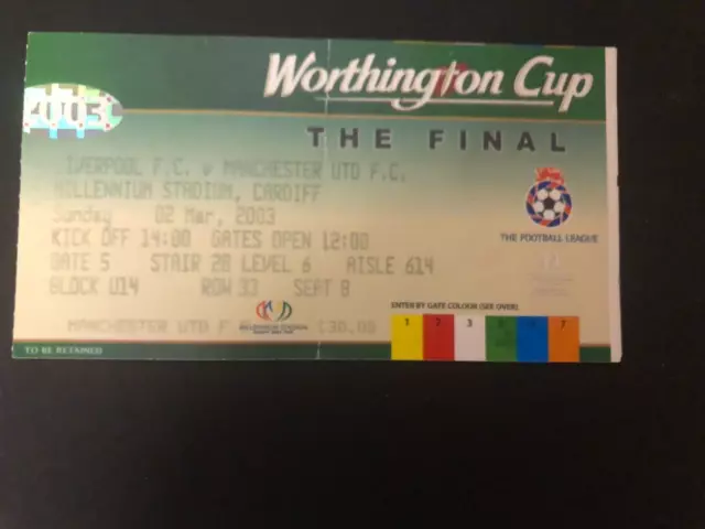 196/ League Cup Final Ticket 2003 Manchester United V Liverpool