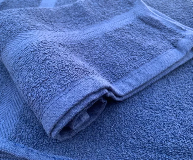 120 PIECES NEW BLUE SALON HAND TOWELS GYM DOBBY BORDER TOWELS 16X27 inches