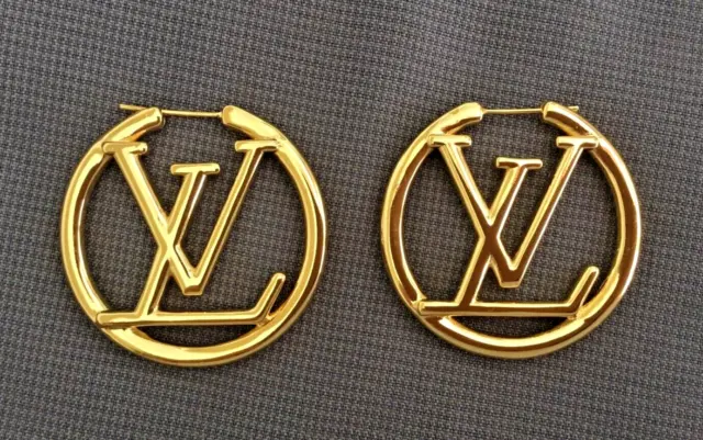 LOUIS VUITTON Earrings Fall in Love Heart GM LV Gold GP M00464 authentic