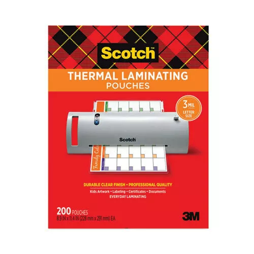 Scotch Laminierfolien, 3 Mil, 22.9cm X 29.2cm, Glänzend Klar, 200 / Packung