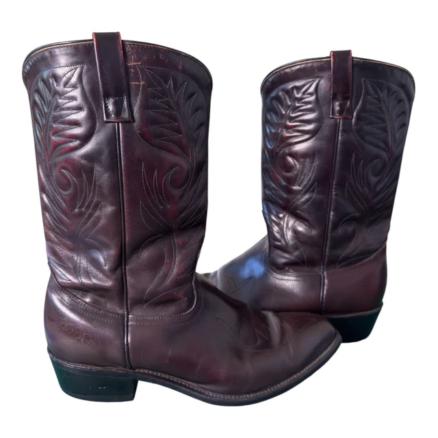 MASON COWBOY BOOTS Mens Leather Western Stitching Brown Sz 11 USA Made ...