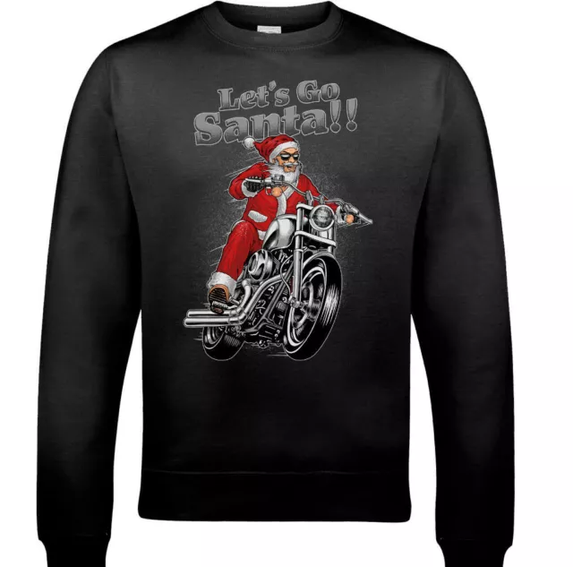 Let's Go Santa Mens Funny Xmas Biker Sweatshirt Motorbike Bike Motorbike Jumper