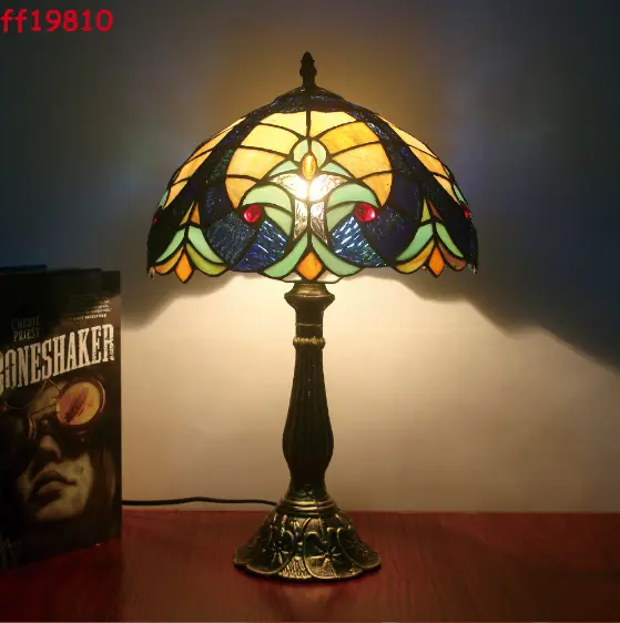 Tiffany Style Table Lamp Watermelon Rind Stained Glass Reading Accent Victorian 3
