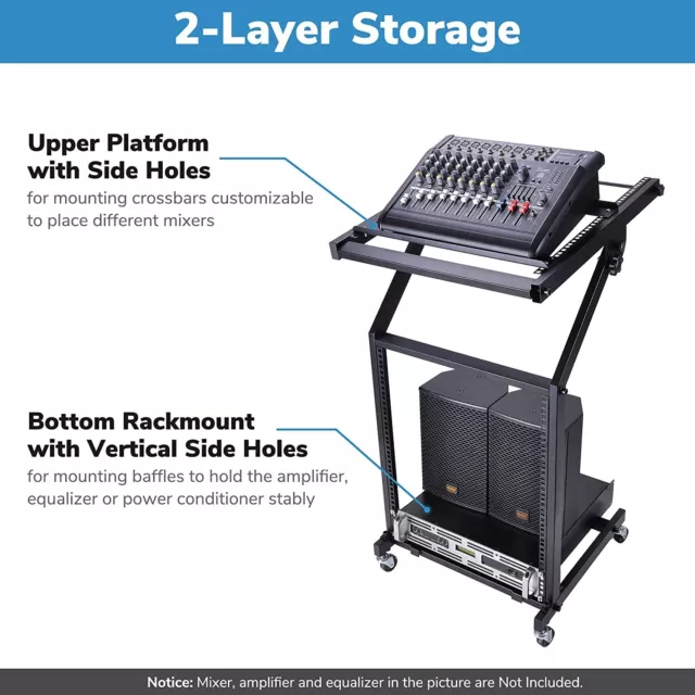 12U Mobile DJ Deck Stand Turntable Mixer Laptop DJ Equipment Desk Table NEW!