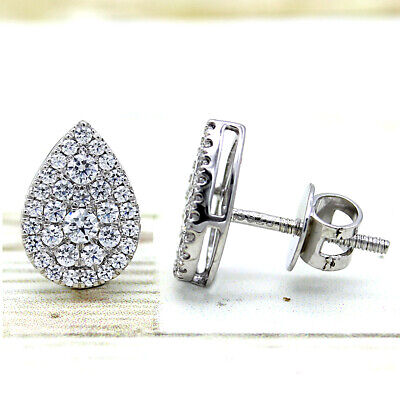 Pear Swarovski Diamond Everyday Stud Earring High Quality 14kt White gold