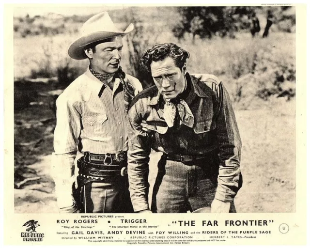 The Far Frontier Original Lobby Card Roy Rogers Clayton Moore Western Fight 1948