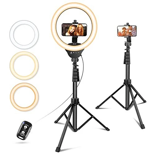 10’’ Selfie Ring Light with 62" Adjustable Tripod Stand & Phone Holder for