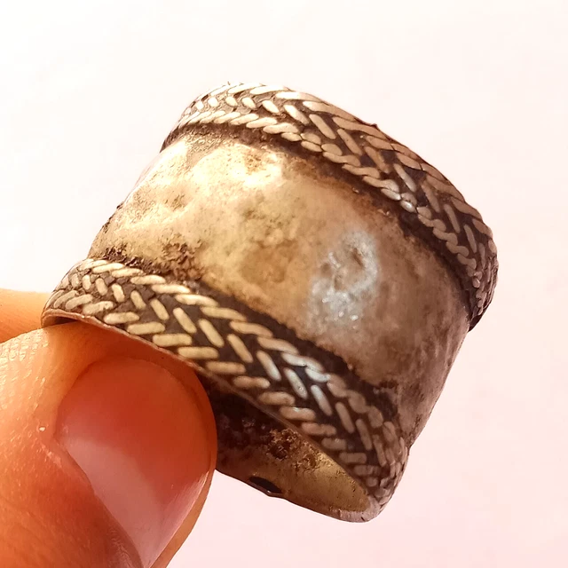 Extremely Rare Ancient Old Viking Silver Color Ring Very Stylish Authentic