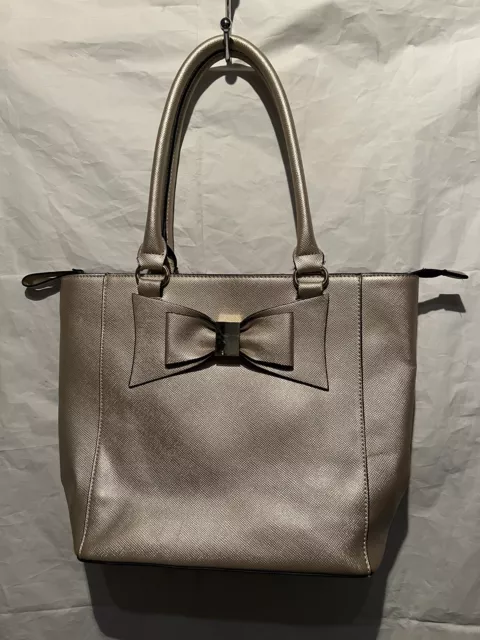 Apt. 9 Brooklyn Bow Tote Gold inside with two inner pockets and a zip pocket