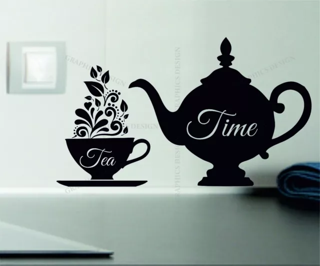 La Hora Del Té Decorativo Vinilo Adhesivo de Pared Cocina Azulejos Neveras